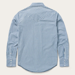 Modern Snap Front Shirt in Mini Check Blue | Stetson Men