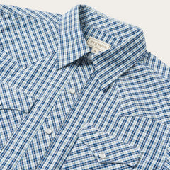 Modern Snap Front Shirt in Mini Check Blue | Stetson Men