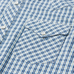 Modern Snap Front Shirt in Mini Check Blue | Stetson Men