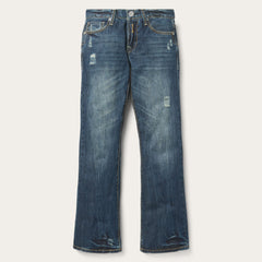 1014 Fit Destructed Dark Wash Jeans Blue | Stetson Men