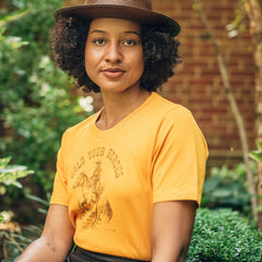 Hold Your Horses Graphic Tee Yellow | Stetson Women