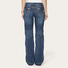 214 City Trouser Jeans With Chevron Back Pocket Blue | Stetson Women