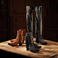 Halle Suede Fringe Side Zip Boot Brown | Stetson