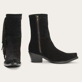 Halle Suede Fringe Side Zip Boot Black | Stetson