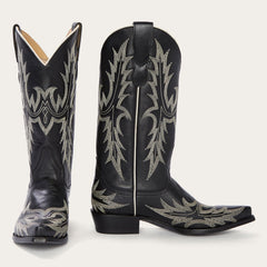 Tina Black & White Flame Embroidered Cowboy Boot Black | Stetson