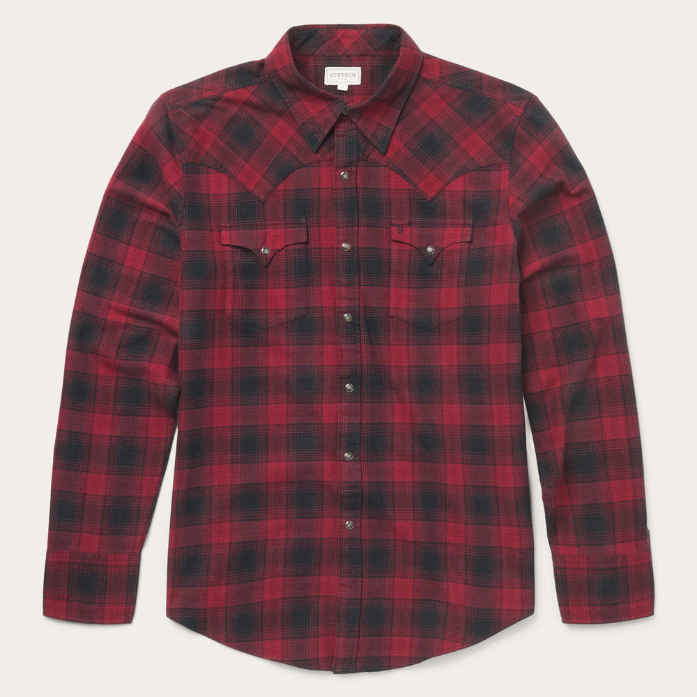 Brushed Twill Plaid Shirt Black | Stetson Men