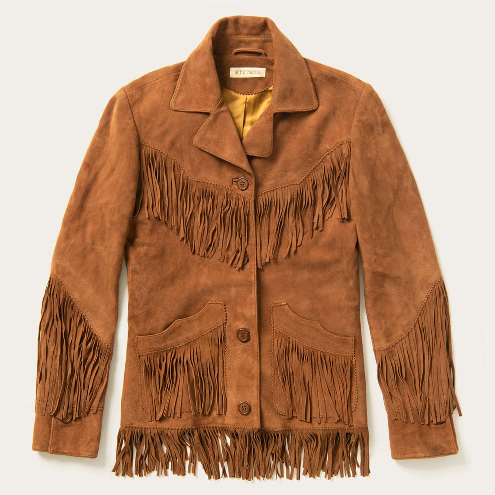 Lamb Suede Fringed Jacket Brown | Stetson Women