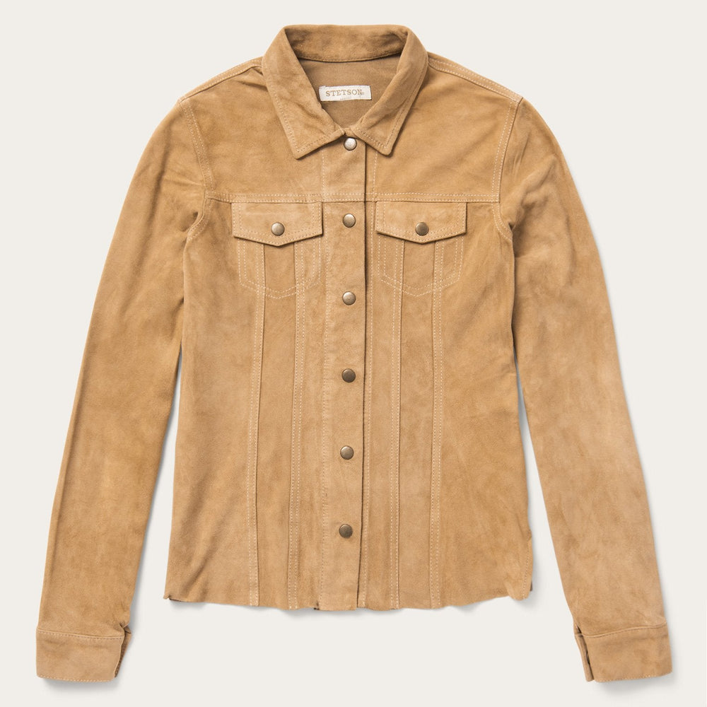 Suede Denim Shirt Jacket Brown | Stetson Women