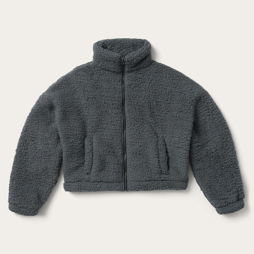 Fuzzy Teddy Bear Fleece Jacket Grey | Stetson Women