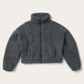 Fuzzy Teddy Bear Fleece Jacket Grey | Stetson Women