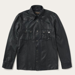 Leather Western Shirt Jacket Black | Stetson Men
