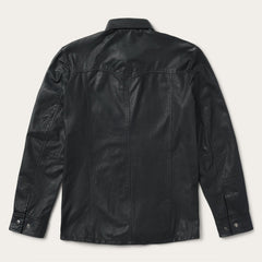 Leather Western Shirt Jacket Black | Stetson Men