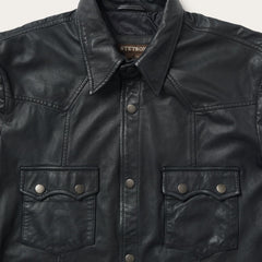 Leather Western Shirt Jacket Black | Stetson Men