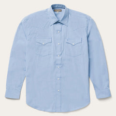 Blue End On End Solid Shirt Blue | Stetson Men