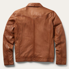 Zip-Front Lightweight Leather Jacket Brown | Stetson Men