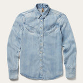 Curved Yoke Western Denim Shirt Blue | Stetson Women