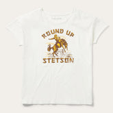"Round Up" Stetson Vintage Tee White | Stetson Women