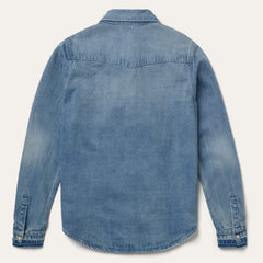 Loose Fit Denim Snap-Front Shirt Blue | Stetson Women