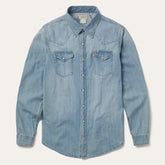 Long-Sleeved Denim Shirt Blue | Stetson Men