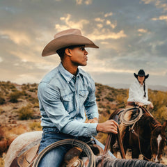 Long-Sleeved Denim Shirt Blue | Stetson Men