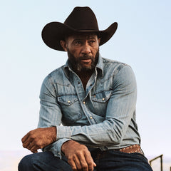 Long-Sleeved Denim Shirt Blue | Stetson Men