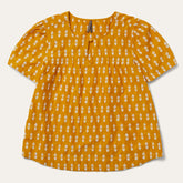 Short-Sleeved Aztec Blouse Yellow | Stetson Women