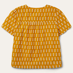 Short-Sleeved Aztec Blouse Yellow | Stetson Women