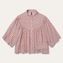 Short-Sleeved Cottage Floral Blouse Red | Stetson Women