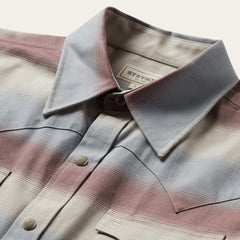 Ombre Stripe Twill Shirt Wine | Stetson Men