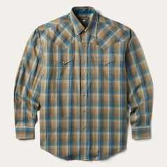 Khaki Ombre Plaid Shirt Brown | Stetson Men