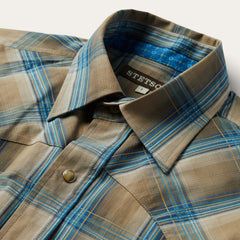 Khaki Ombre Plaid Shirt Brown | Stetson Men