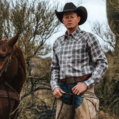 Dobby Twill Plaid Shirt Brown | Stetson Men