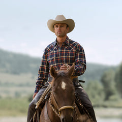 Brushed Twill Plaid Shirt Blue | Stetson Men