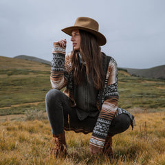 Brown Serape Belted Cardigan Brown | Stetson Women