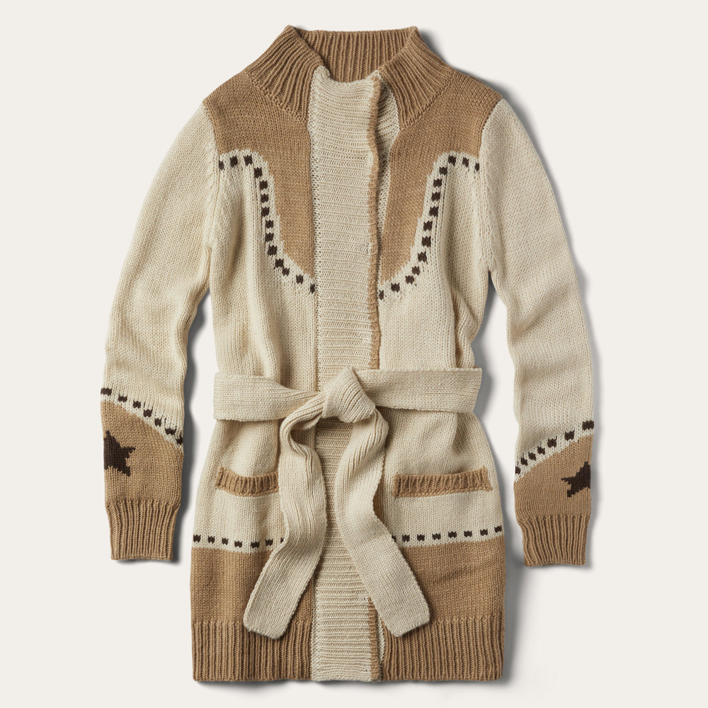 Horseshoe & Star Belted Cardigan White | Stetson Women