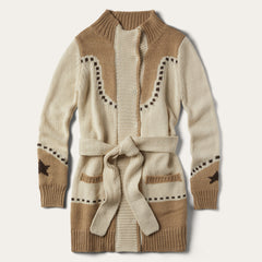 Horseshoe & Star Belted Cardigan White | Stetson Women