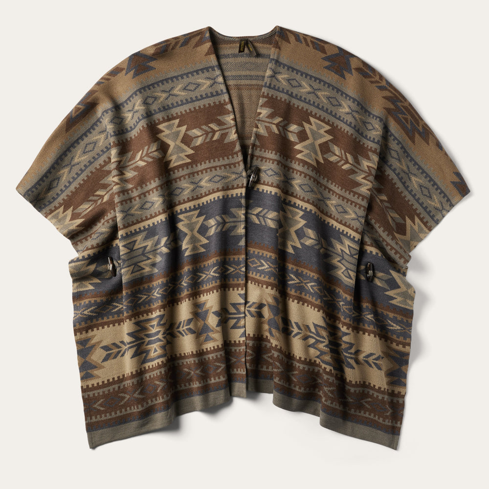 Aztec Print Sweater Poncho Multi | Stetson Women