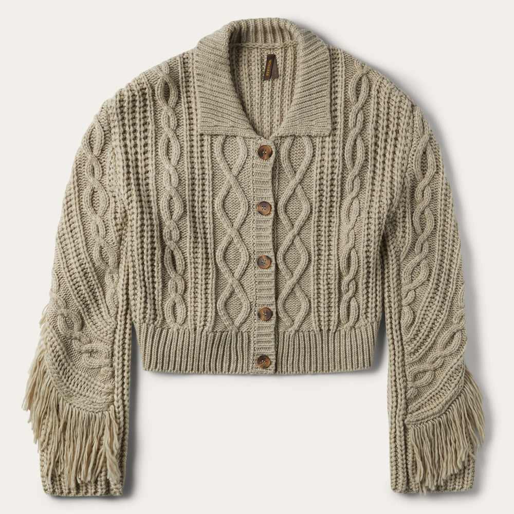 Cream Fringed Cardigan Tan | Stetson Women