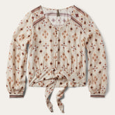 Gaucho Print Herringbone Blouse White | Stetson Women
