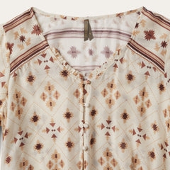 Gaucho Print Herringbone Blouse White | Stetson Women