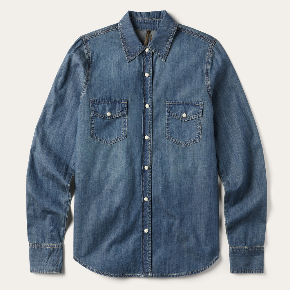Boyfriend Fit Denim Shirt Blue | Stetson Women