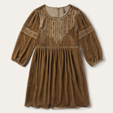 Khaki Velvet Babydoll Dress Copper | Stetson Women