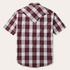Shadow Plaid Short Sleeve Western Shirt Wine | Stetson Men