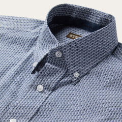 Blue Deco Geo Print Button Front Shirt Blue | Stetson Men