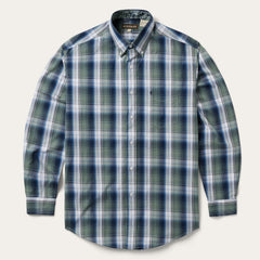 Lucky Diamond Plaid Button Front Shirt Green | Stetson Men