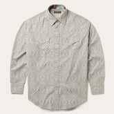 Aqua Paisley Print Western Shirt Green | Stetson Men