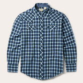 Plaid Twill Dobby Western Shirt Blue | Stetson Men
