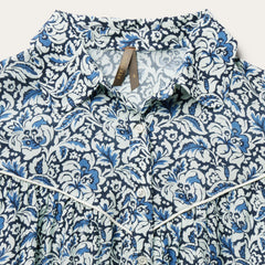 Indigo Tapestry Print Blouse Blue | Stetson Women