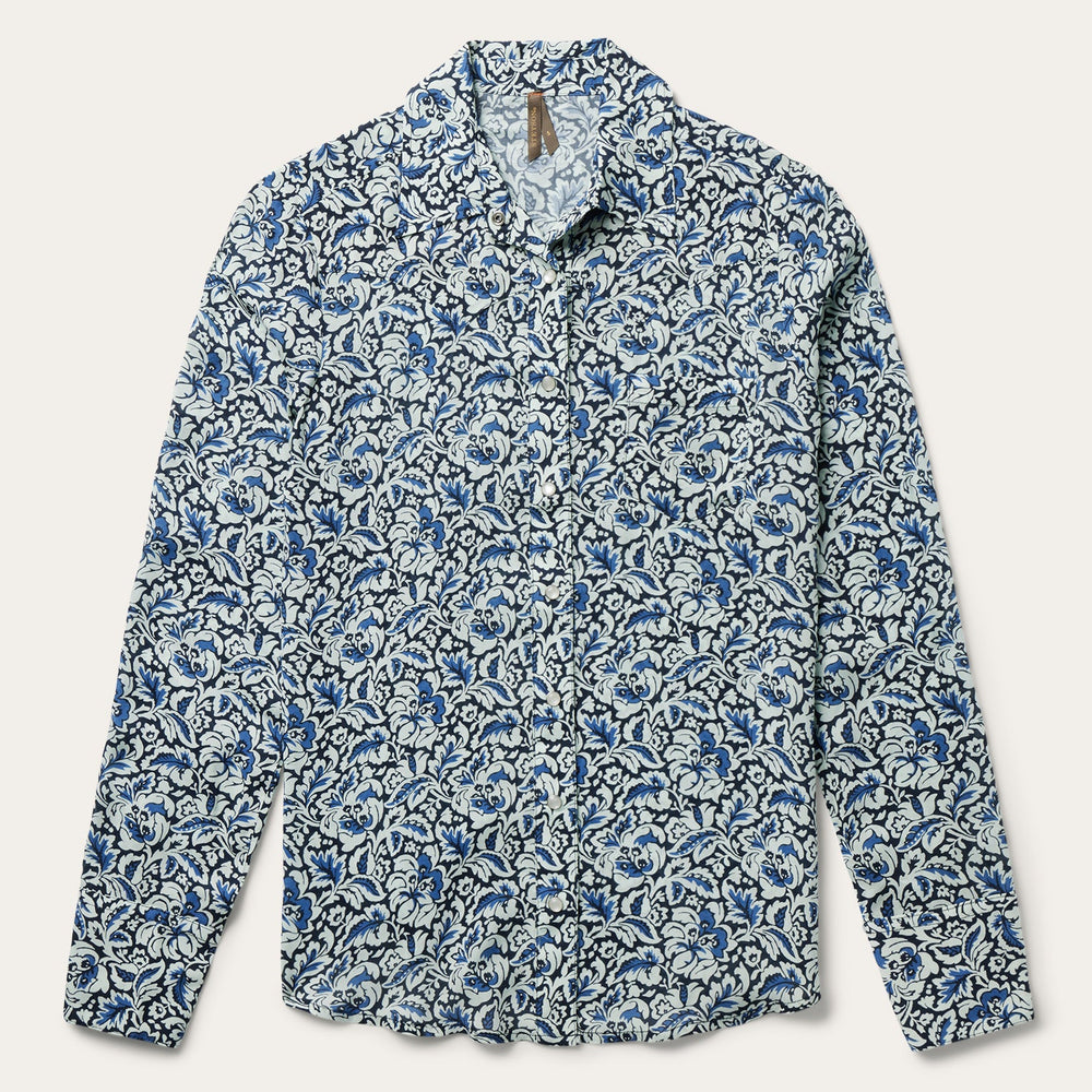 Indigo Tapestry Print Shirt Blue | Stetson Women