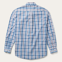 Blue Diamond Dobby Plaid Shirt Blue | Stetson Men